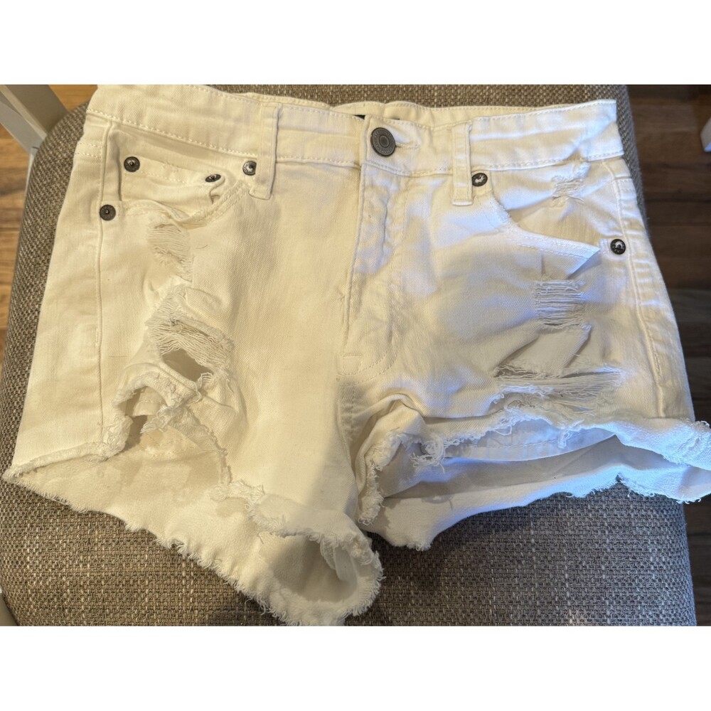 Womens Aeropostale White Vintage High Rise Shorty Jean Shorts 2